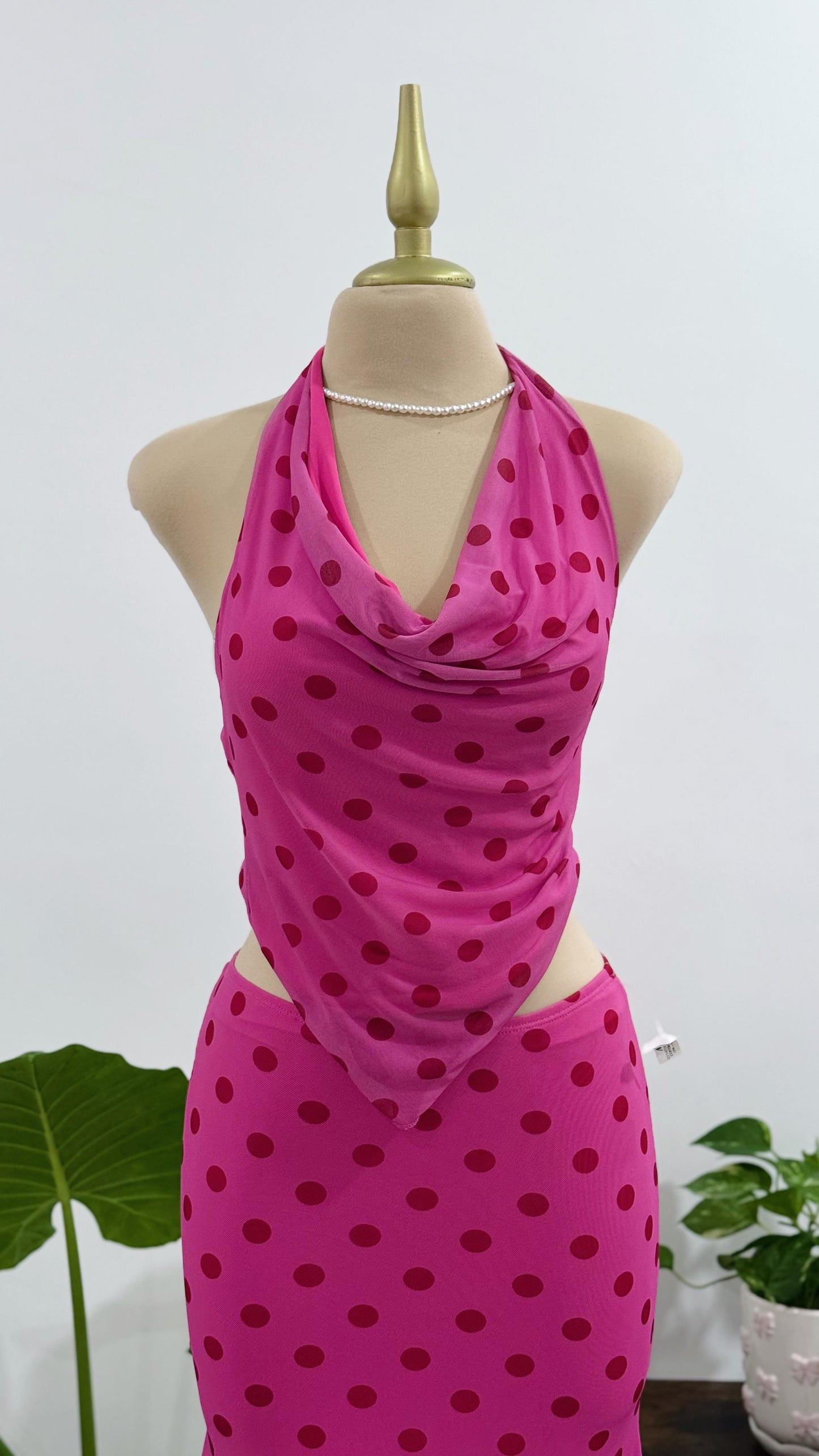 set polka dots top + falda