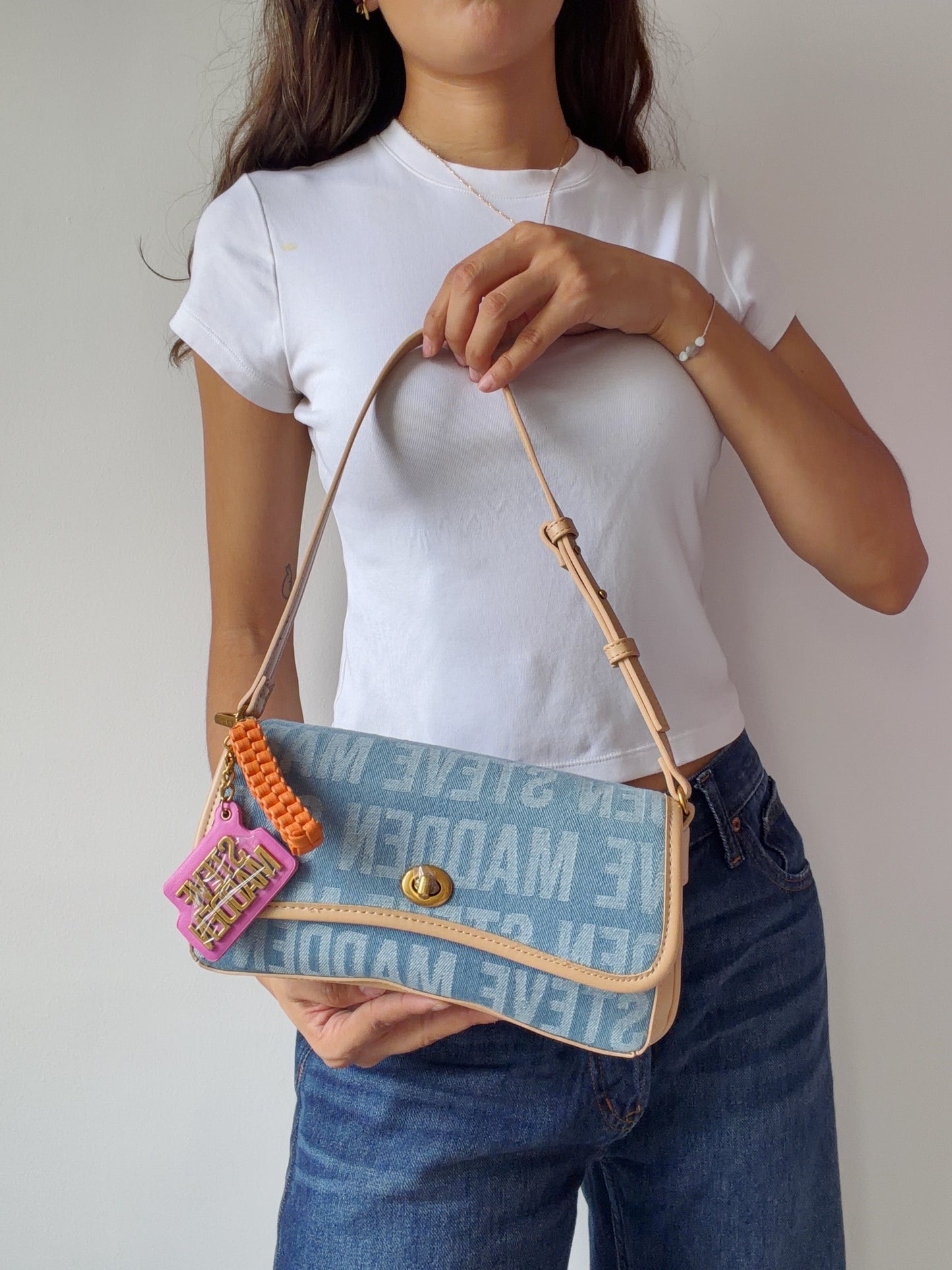 denim 90’s baguette bag