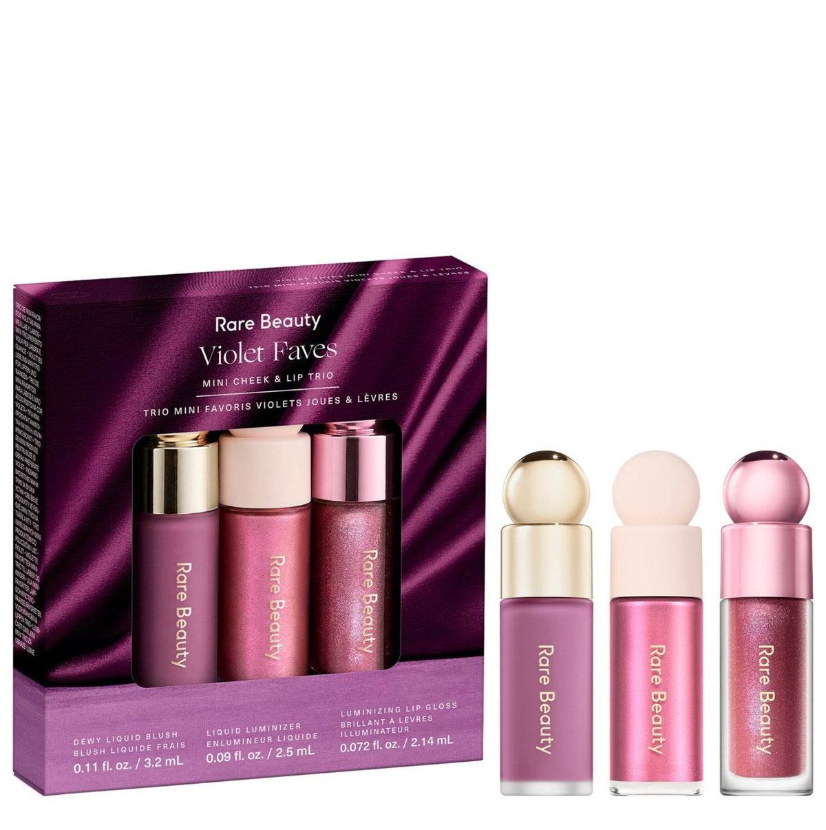Rare Beauty by Selena Gomez Violet Faves Mini Cheek and Lip Trio Makeup Gift Set