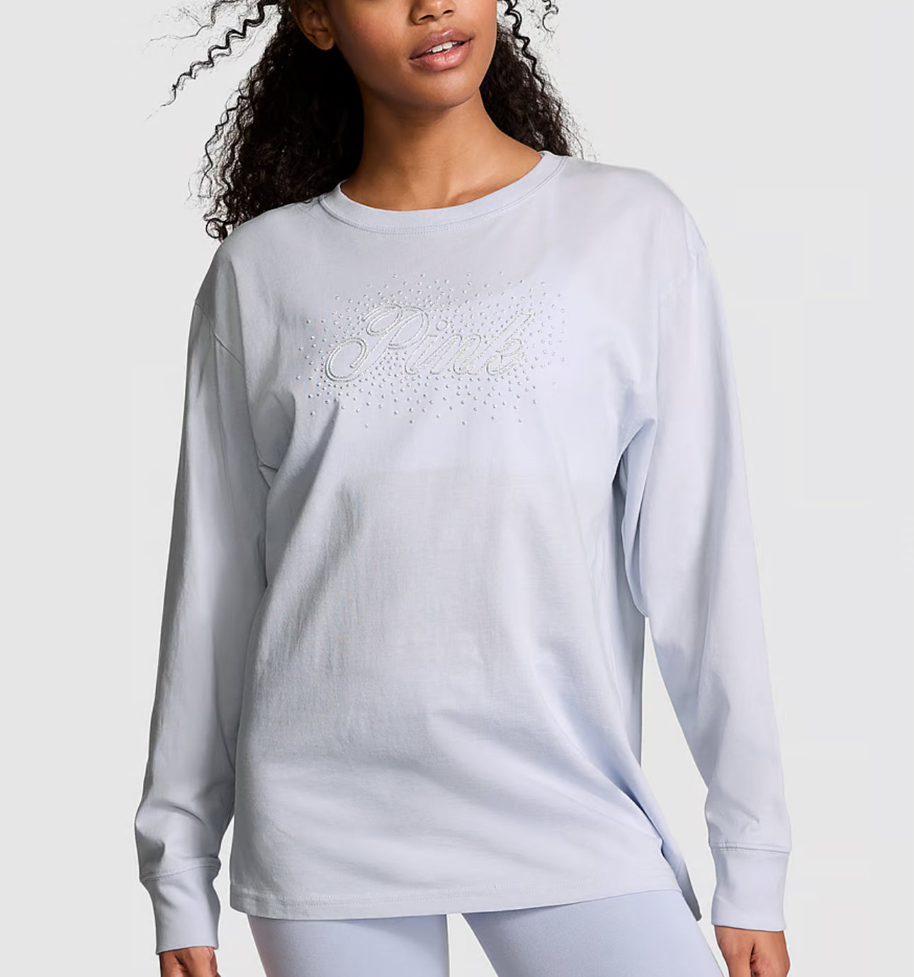 CAMPUS COTTON BLING LONG-SLEEVE TEE