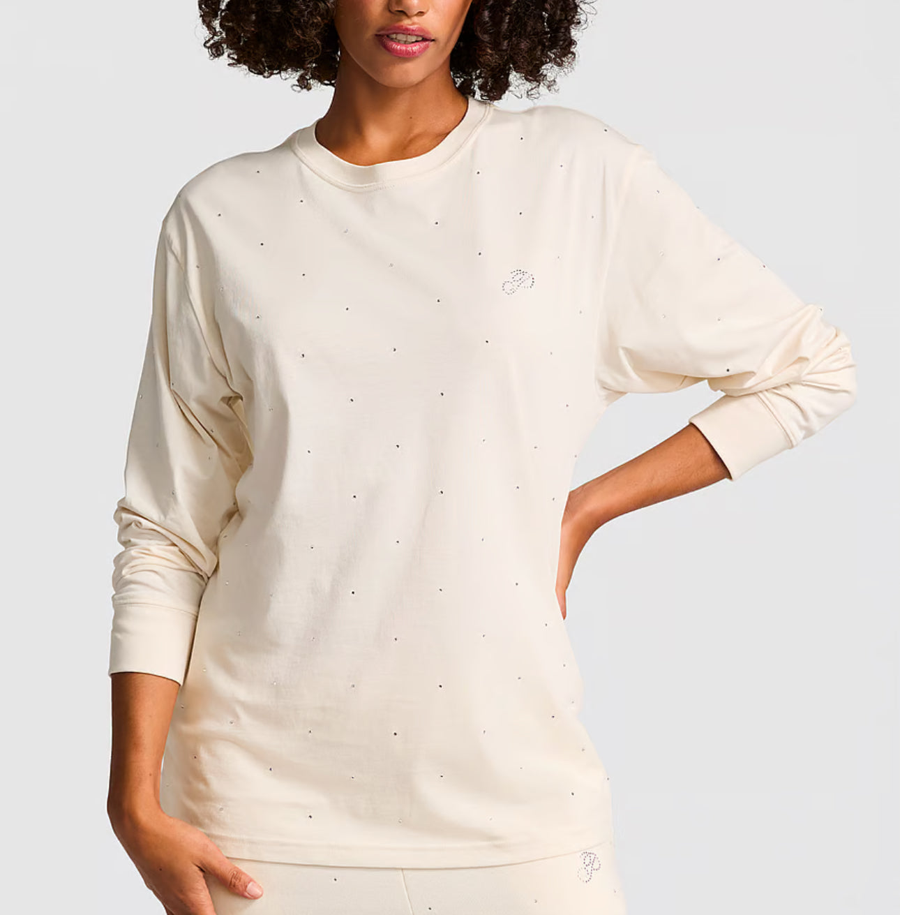 CAMPUS COTTON BLING LONG-SLEEVE TEE