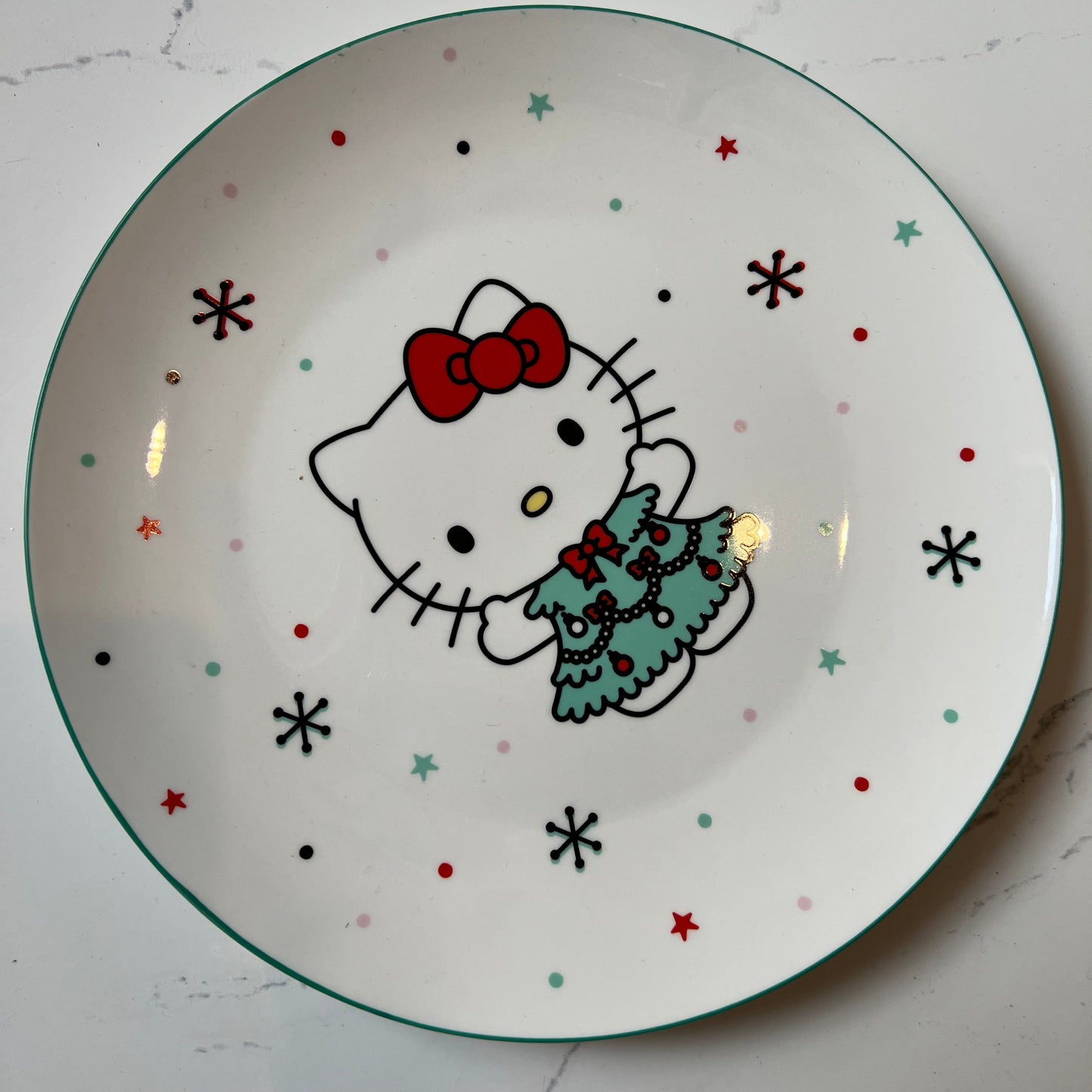 Plato Cerámica Kitty Navideño