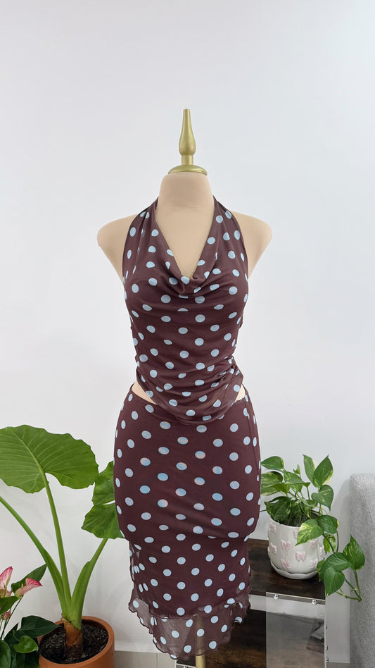set polka dots top + falda