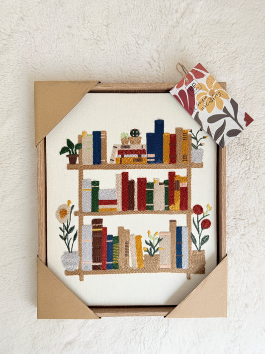 Cuadro Bordado Libros
