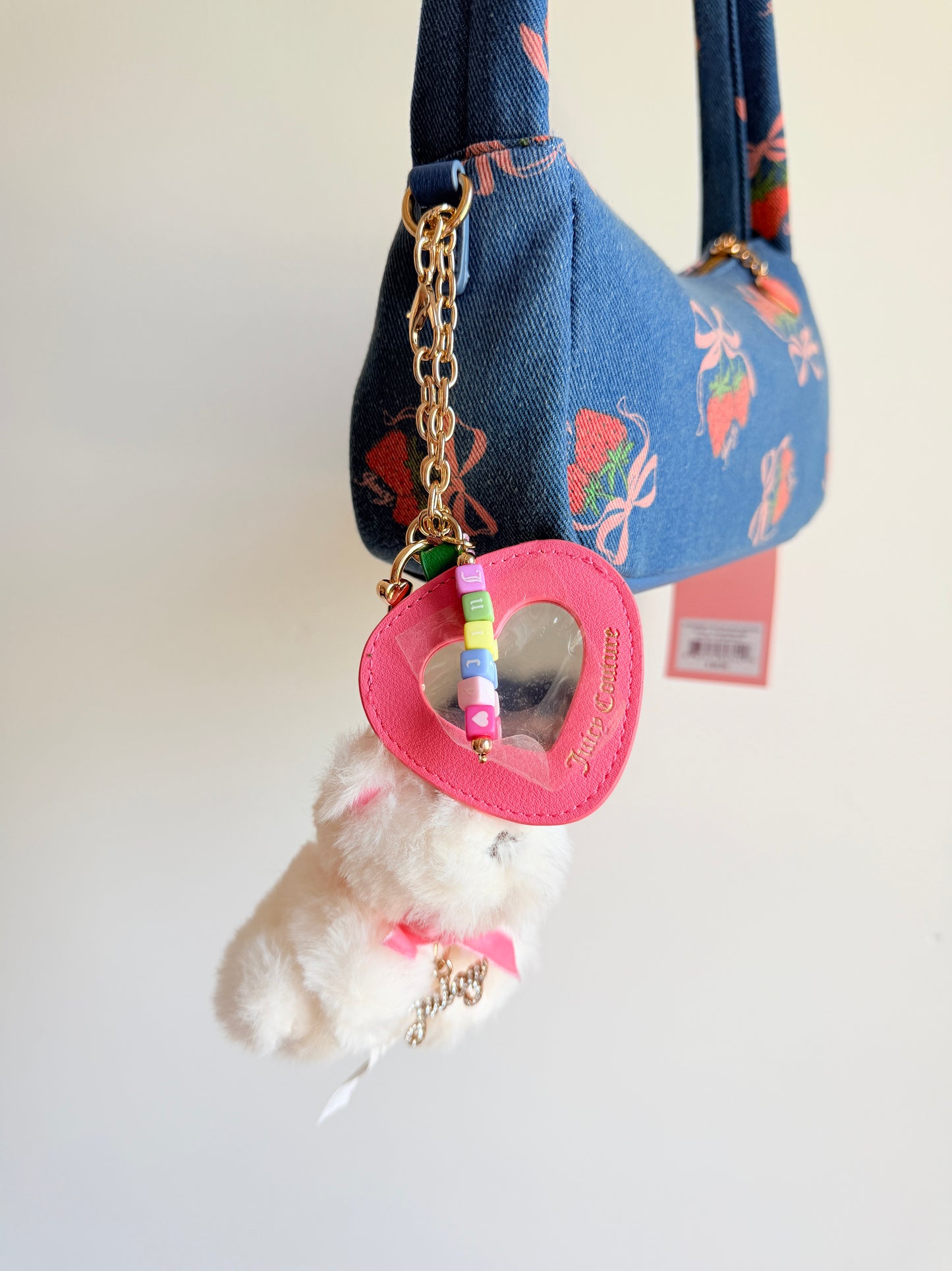 Denim Charm Shoulder Bag