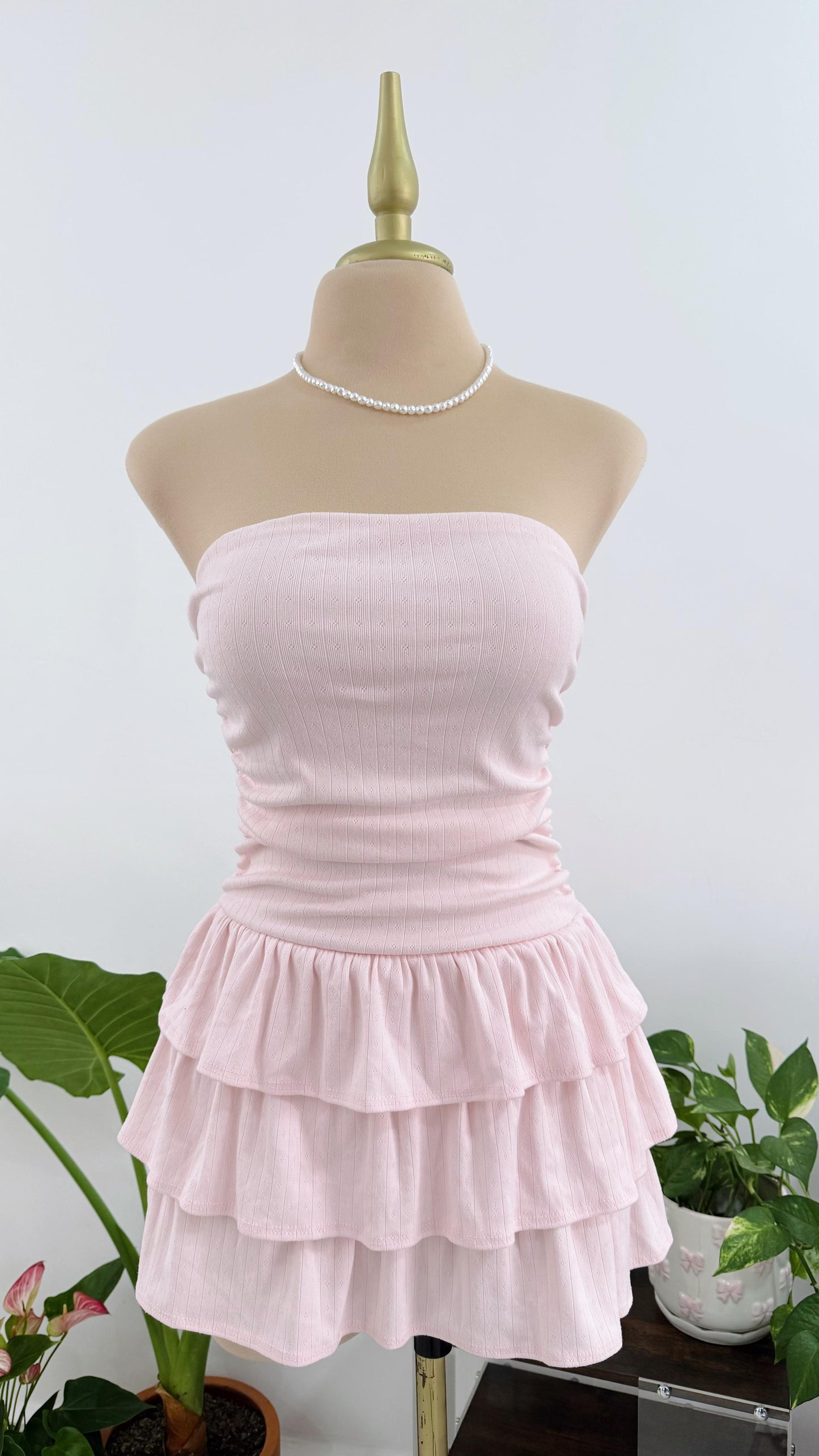vestido strapple light pink