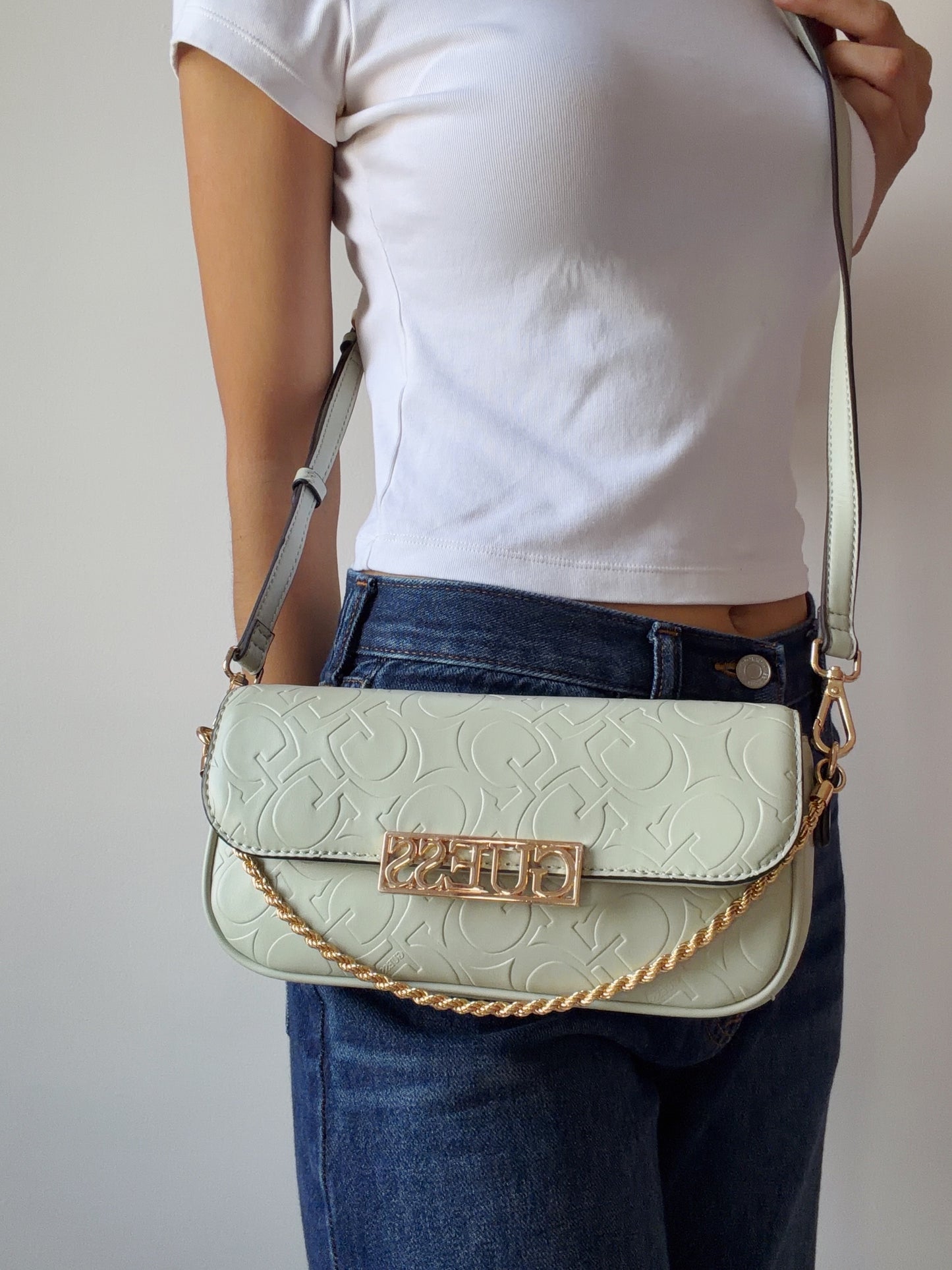 flap mint crossbody bag