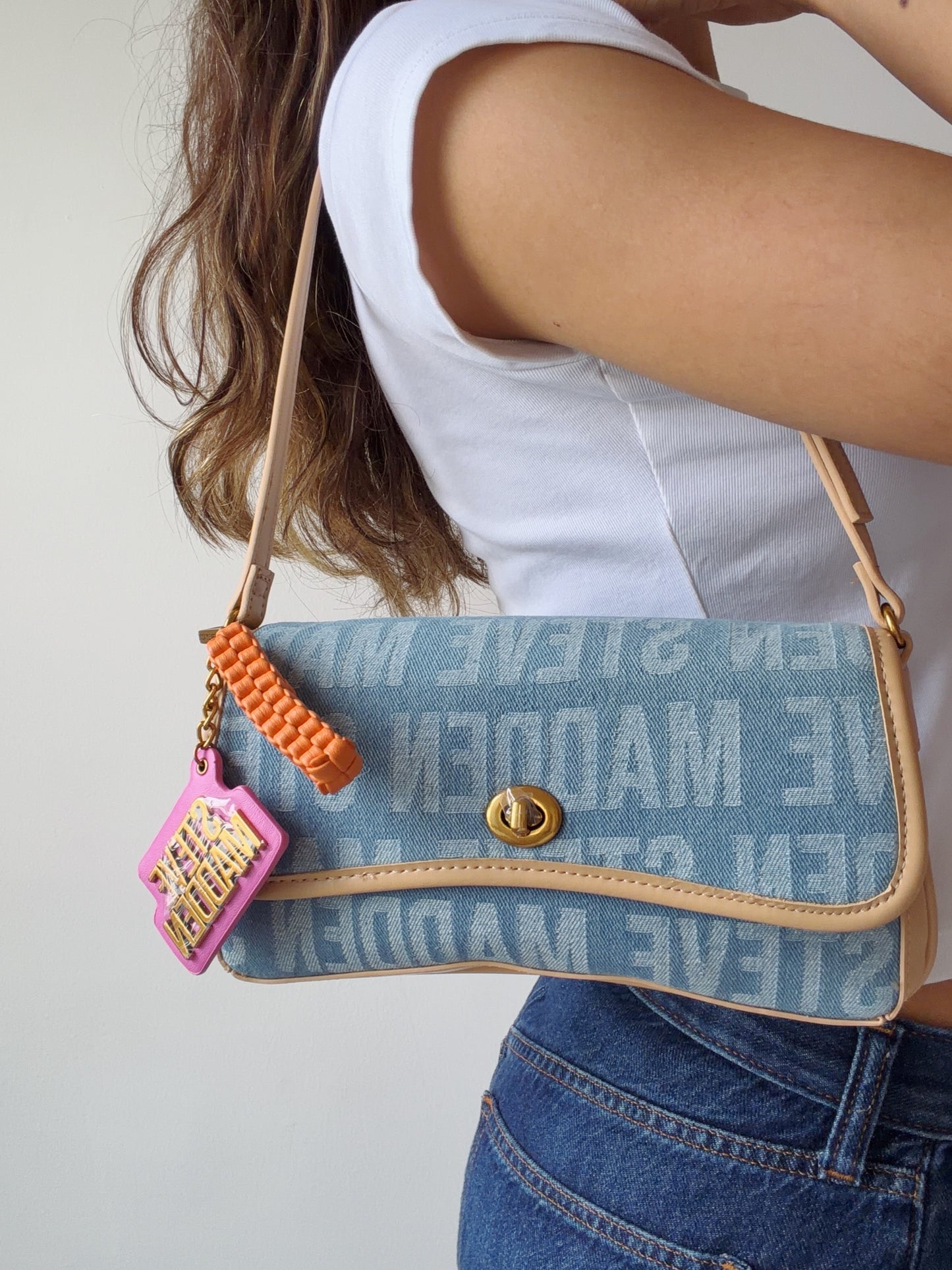 denim 90’s baguette bag