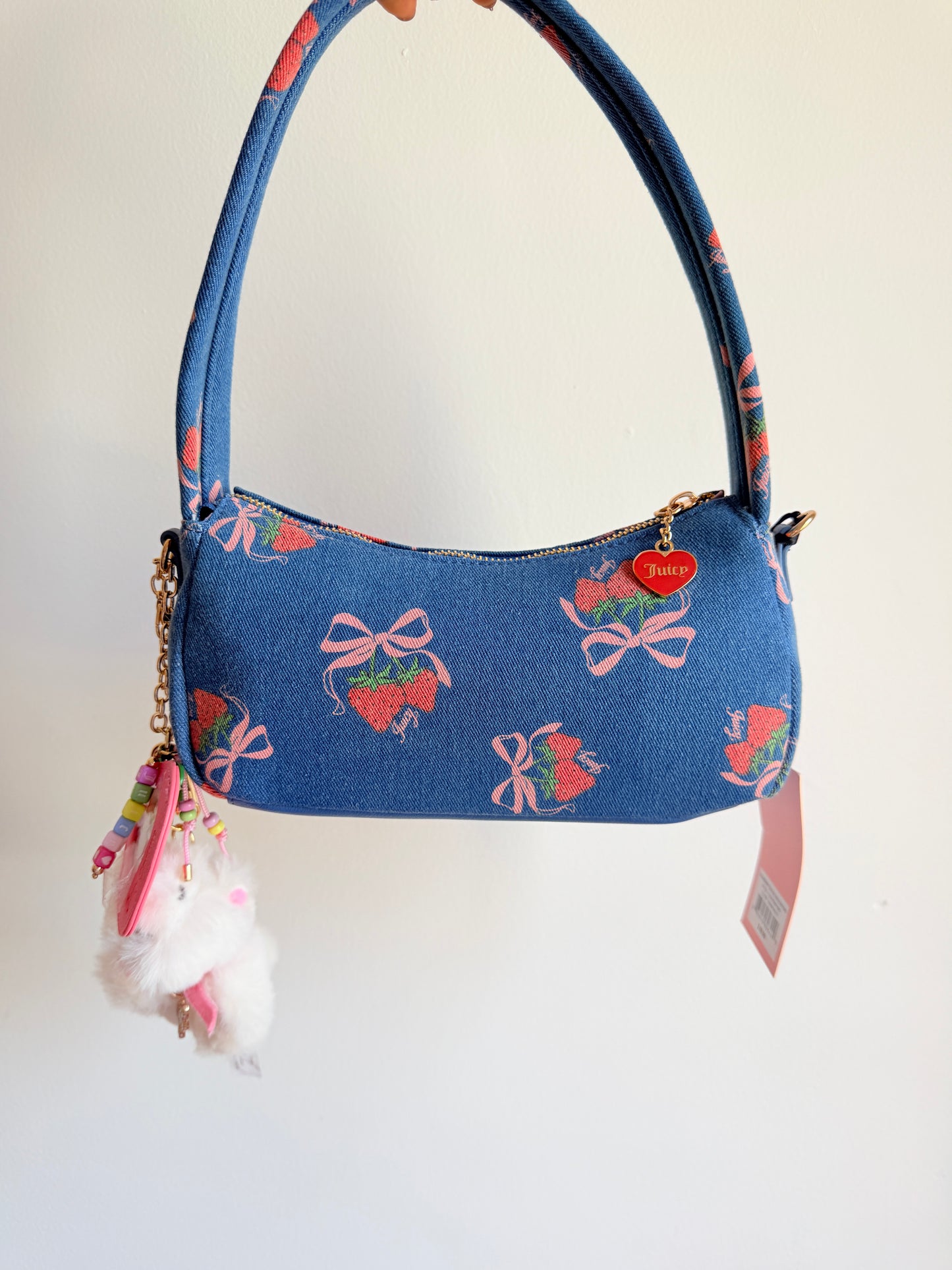 Denim Charm Shoulder Bag