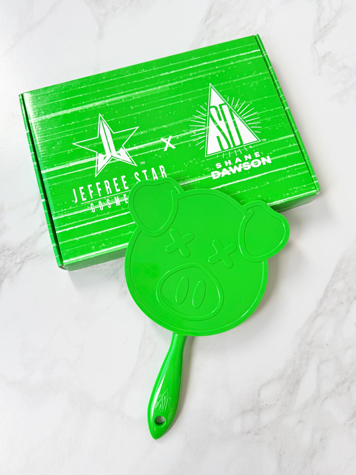 GREEN GLITTER PIG Espejo