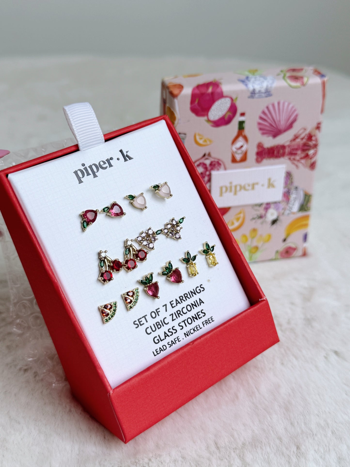 set aretes frutas