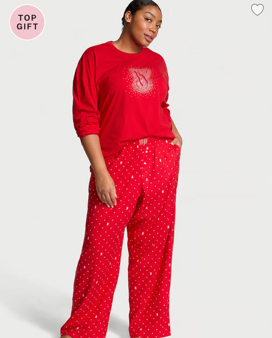VICTORIA'S SECRET Flannel Long-Sleeve Tee-Jama Set