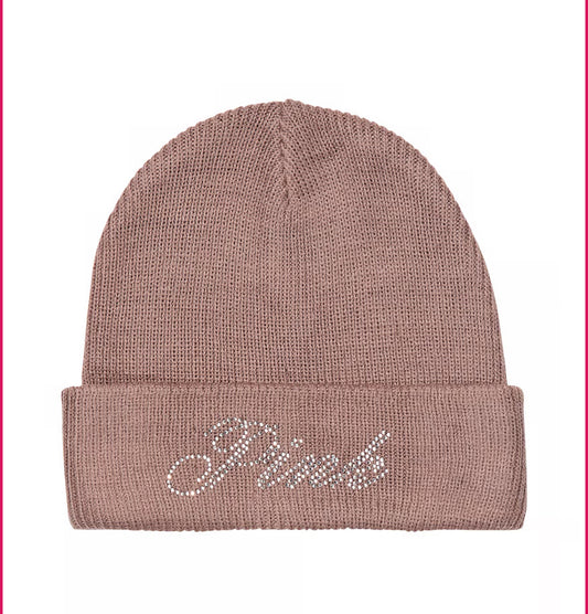 PINK RIB KNIT BEANIE