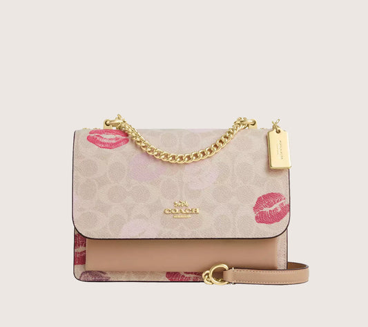 Klare Crossbody Bag In Signature Canvas With Lips Print