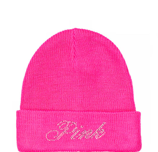 PINK RIB KNIT BEANIE