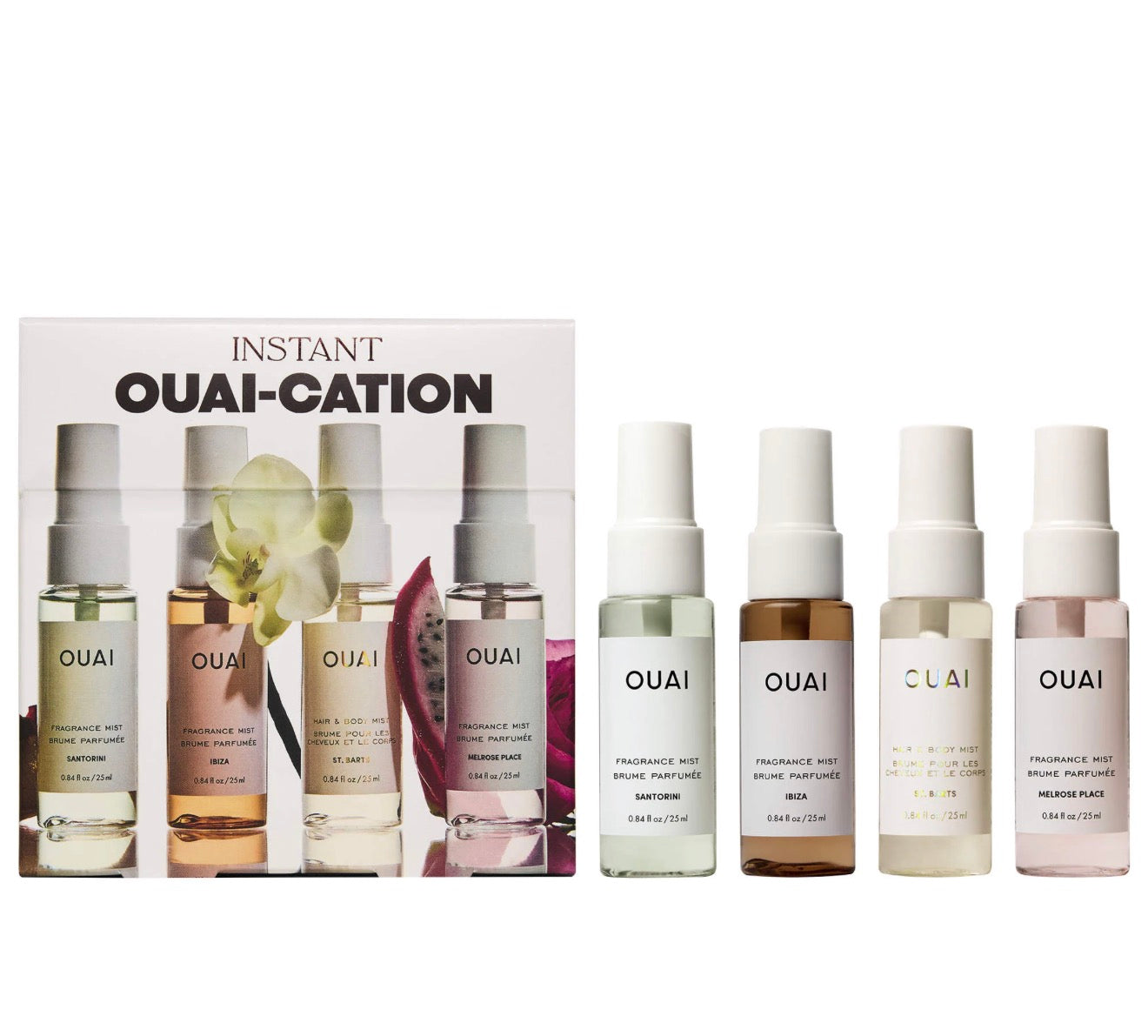 OUAI  Mini St. Barts, Ibiza, Santorini & Melrose Hair & Body Mist
